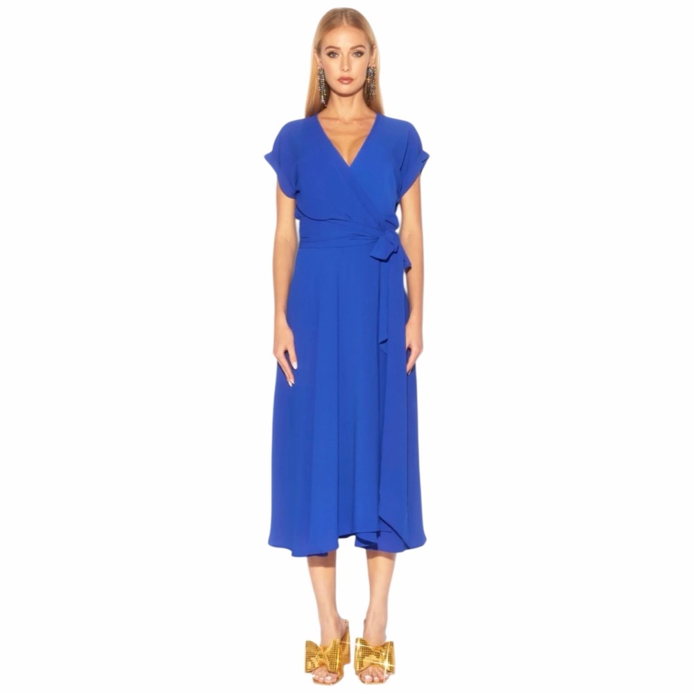NWT Meghan Fabulous Jasmine Midi Dress in Royal Blue Size XL 70s Inspired V-Neck